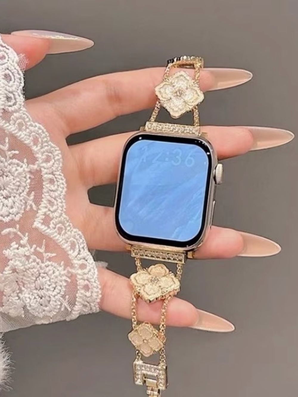 Gold Floral Crystal Strap Smartwatch Bracelet 38mmr- 49mm straps